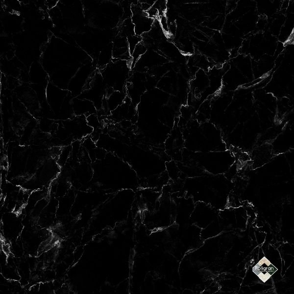 Amostra de granito preto com veios brancos